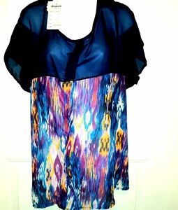 NWT Roman's Plus Size 1X chiffon Short Sleeve Top